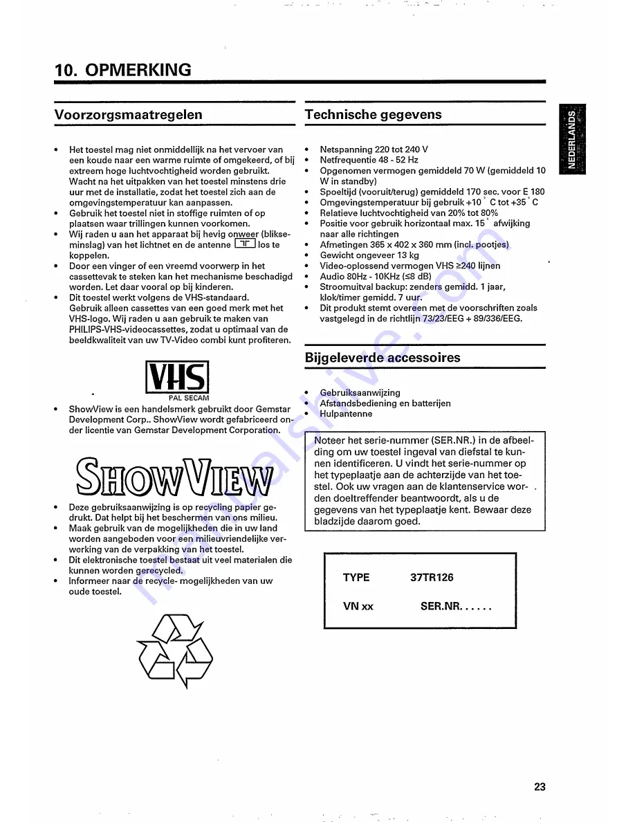 Philips 37TR126 (Dutch) Manual Download Page 25