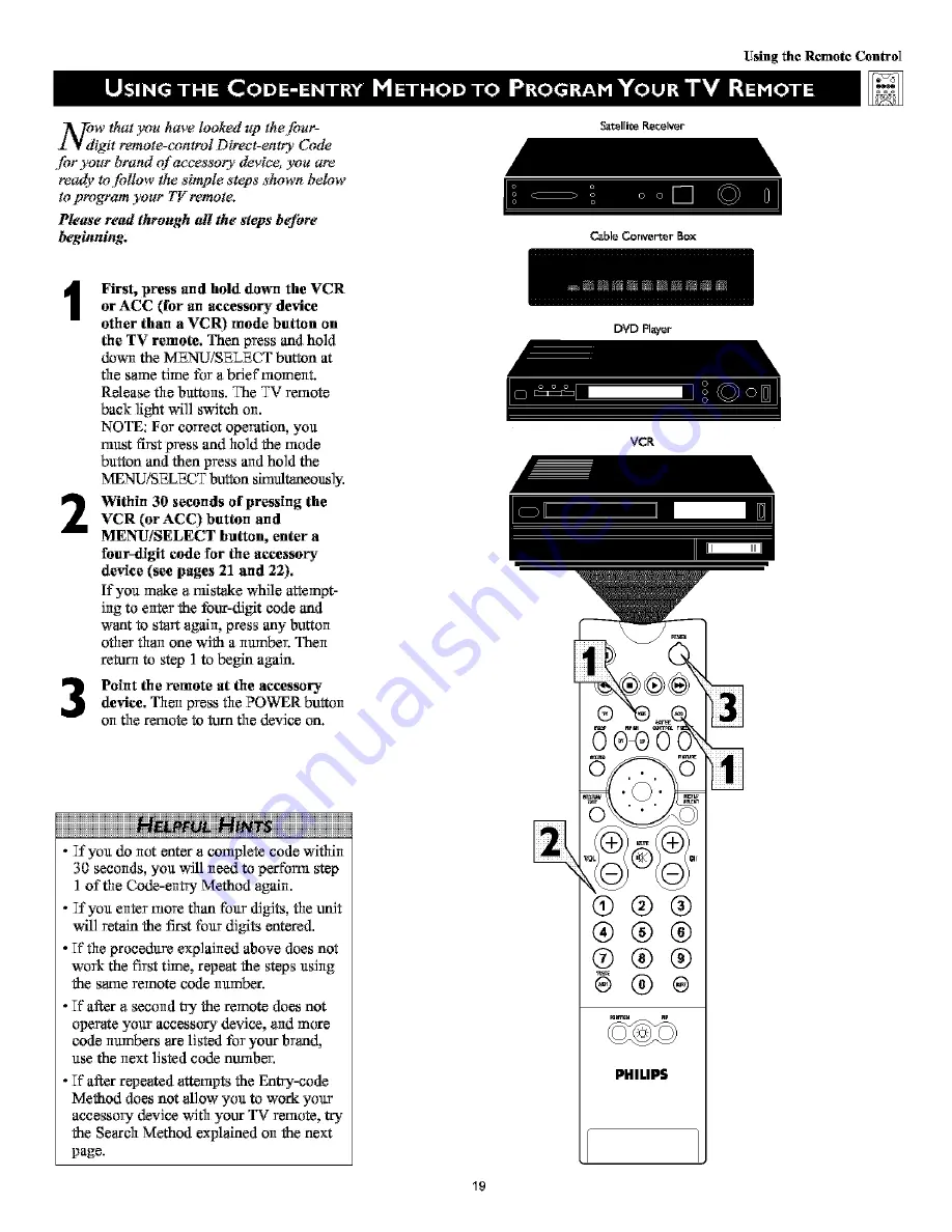 Philips 51 IN DIGITAL WIDESCREEN HDTV MONITOR 51PW9363 Directions For Use Manual Download Page 19