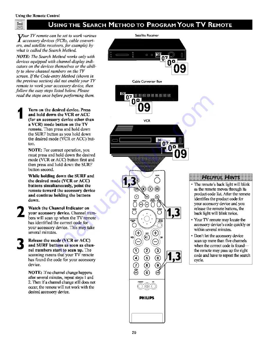 Philips 51 IN DIGITAL WIDESCREEN HDTV MONITOR 51PW9363 Directions For Use Manual Download Page 20