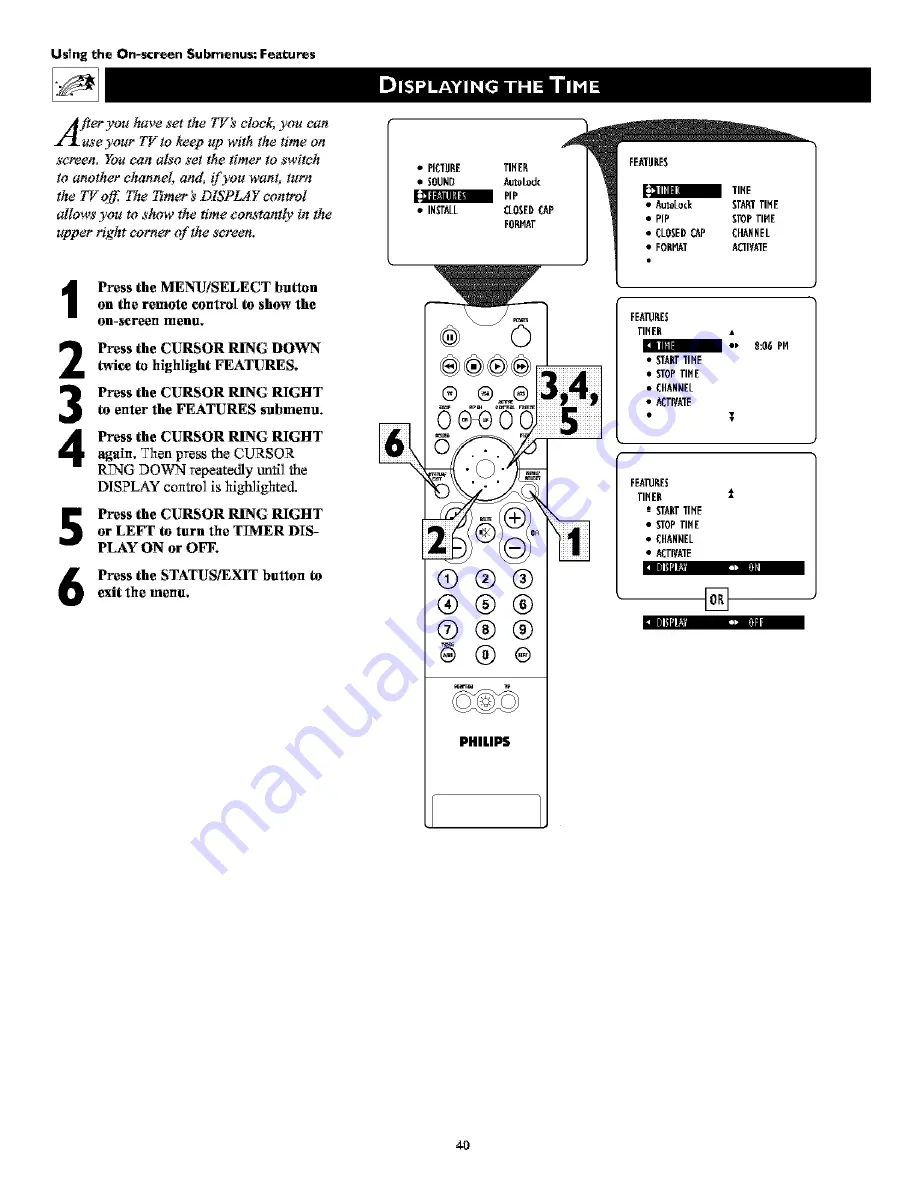 Philips 51 IN DIGITAL WIDESCREEN HDTV MONITOR 51PW9363 Directions For Use Manual Download Page 40