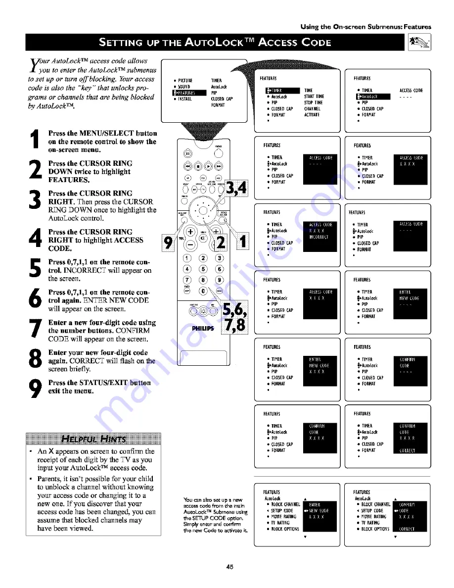 Philips 51 IN DIGITAL WIDESCREEN HDTV MONITOR 51PW9363 Directions For Use Manual Download Page 45