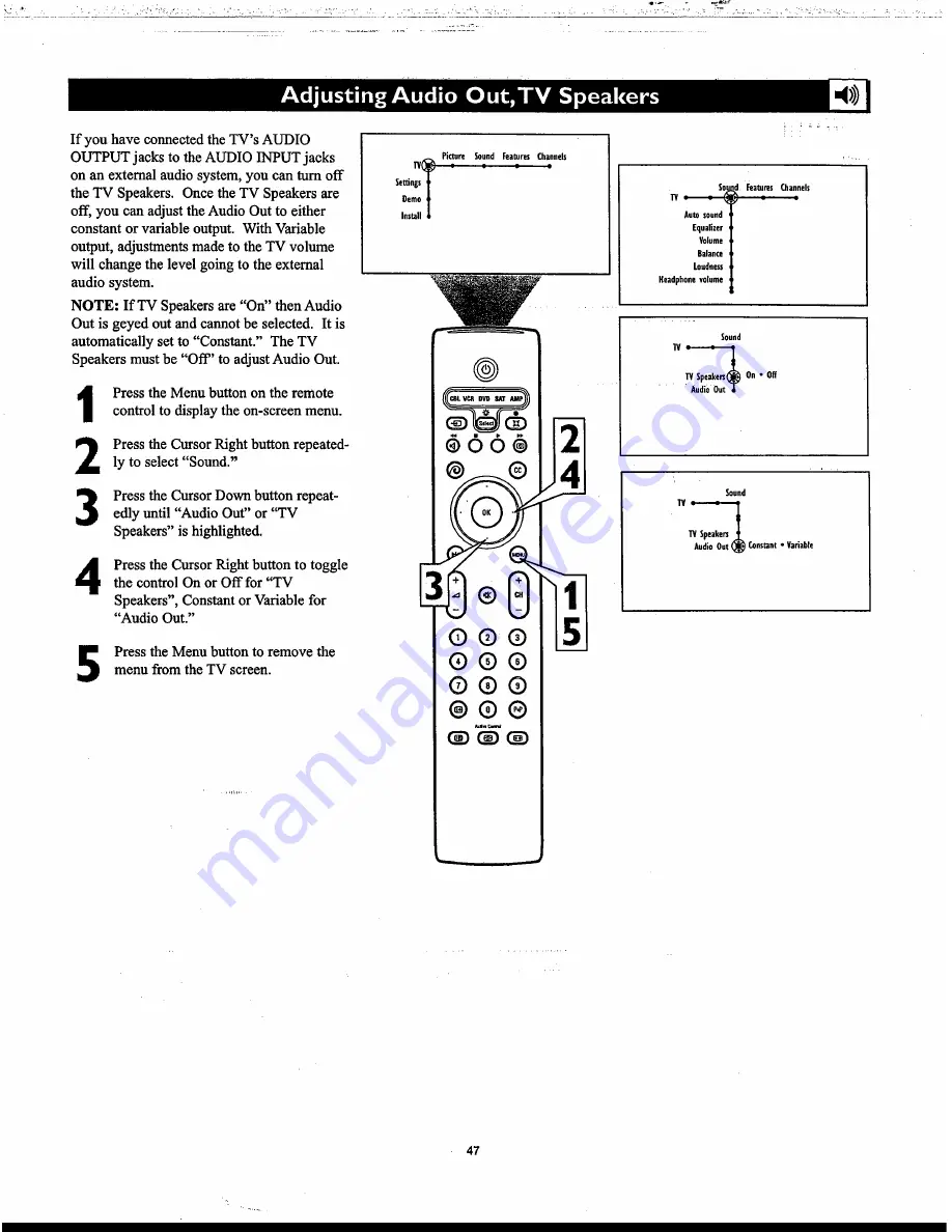 Philips 55-HDTV MONITOR PROJECTION TV PIXEL PLUS 55PP9753 - Directions For Use Manual Download Page 47