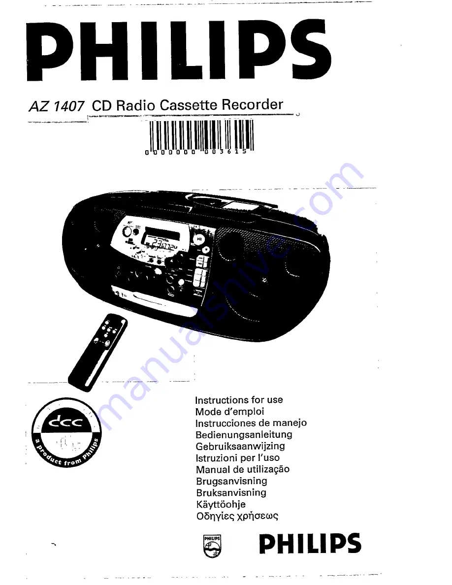 Philips AZ 1407 Instructions For Use Manual Download Page 1