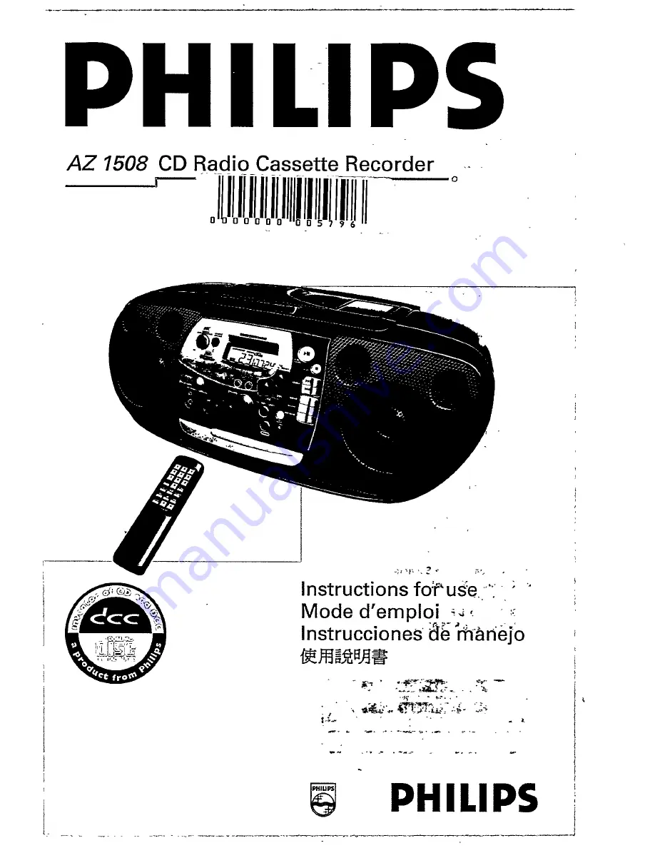 Philips AZ 1508 Instructions For Use Manual Download Page 1