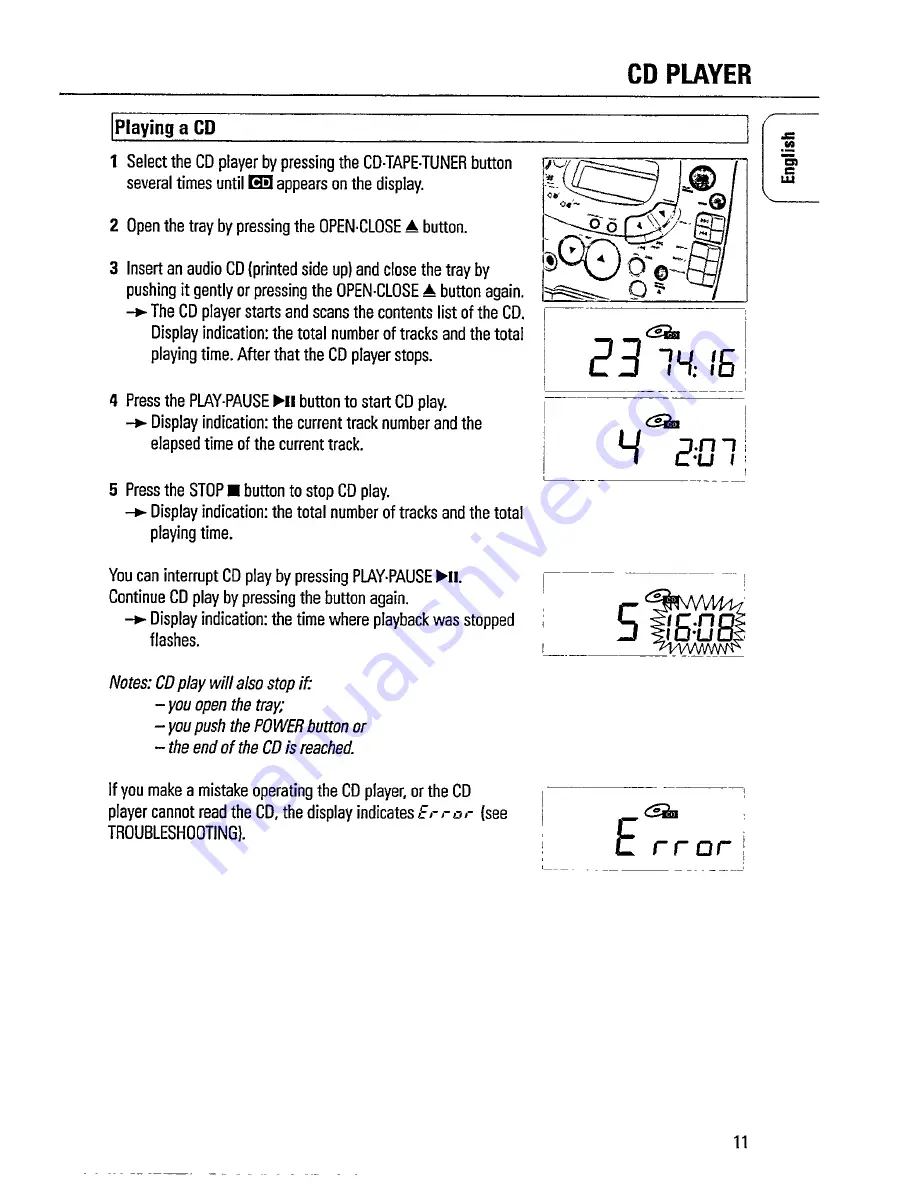 Philips AZ 1508 Instructions For Use Manual Download Page 11