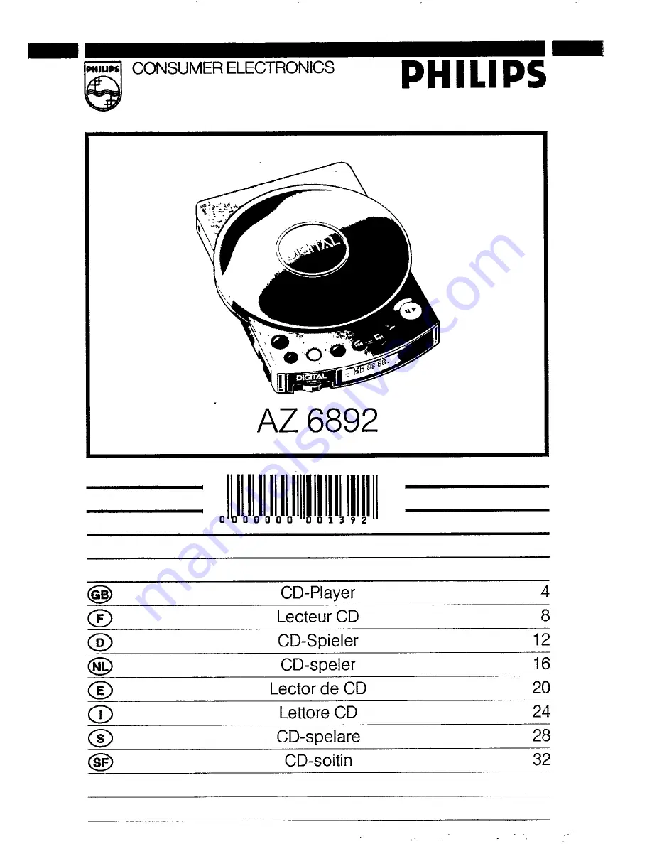 Philips AZ 6892 User Manual Download Page 1