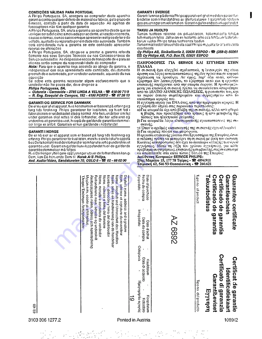 Philips AZ 6892 User Manual Download Page 10