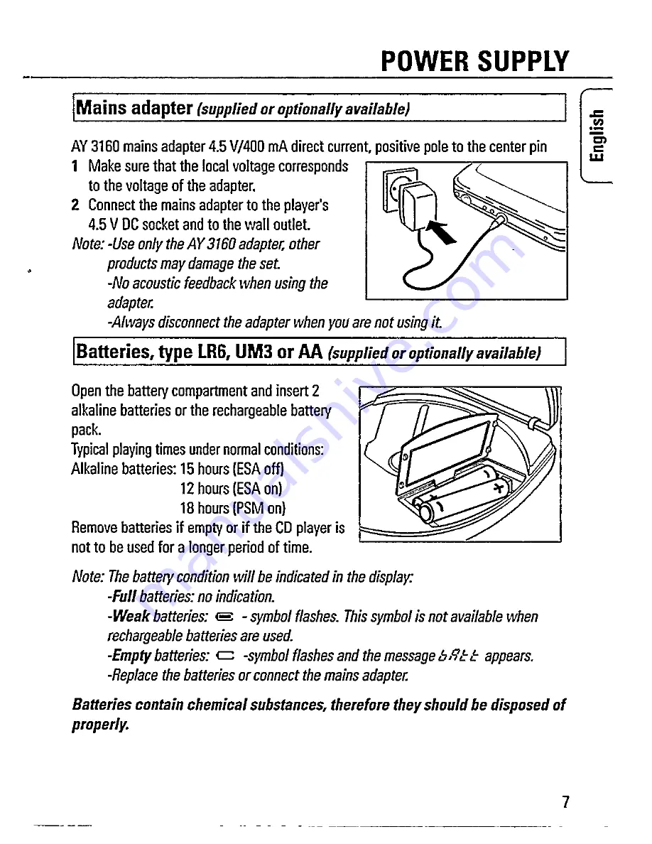 Philips AZ 7394 Instructions For Use Manual Download Page 7