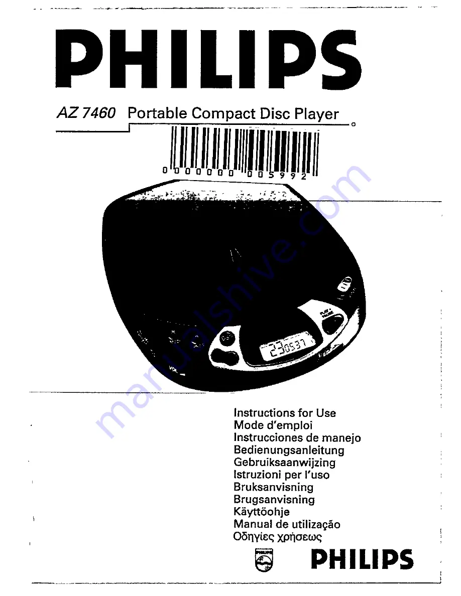 Philips AZ 7460 Instructions For Use Manual Download Page 1