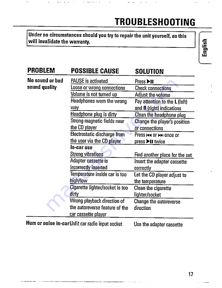 Philips AZ 7460 Instructions For Use Manual Download Page 17