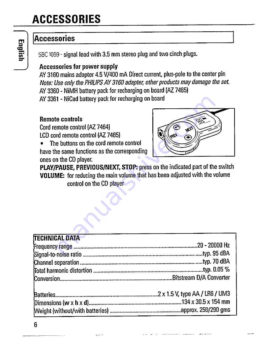 Philips AZ 7462 Скачать руководство пользователя страница 6