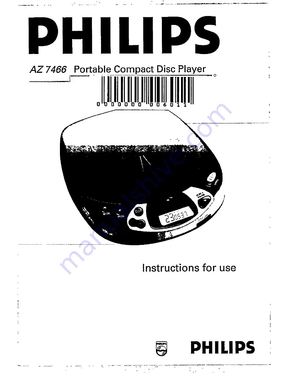 Philips AZ 7466 Instructions For Use Manual Download Page 1