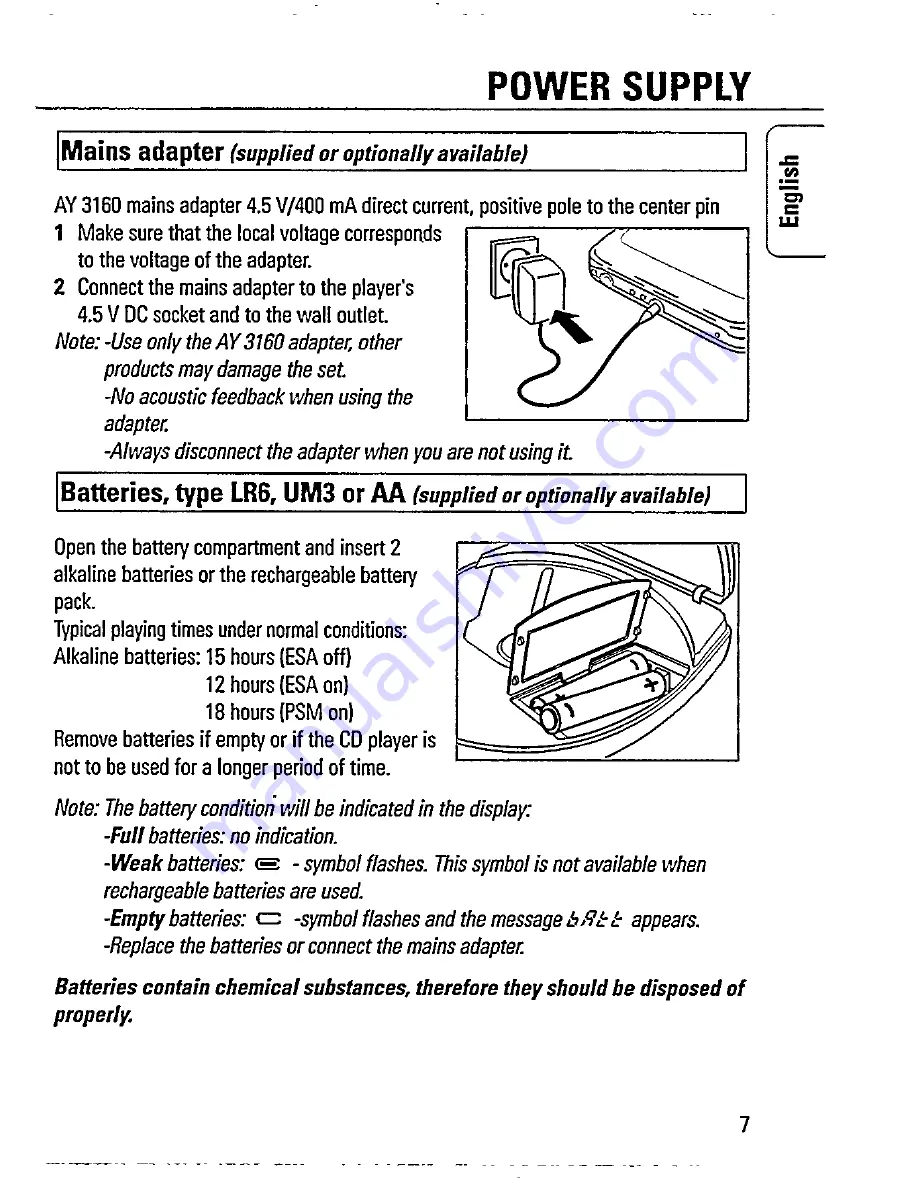 Philips AZ 7594 Instructions For Use Manual Download Page 7