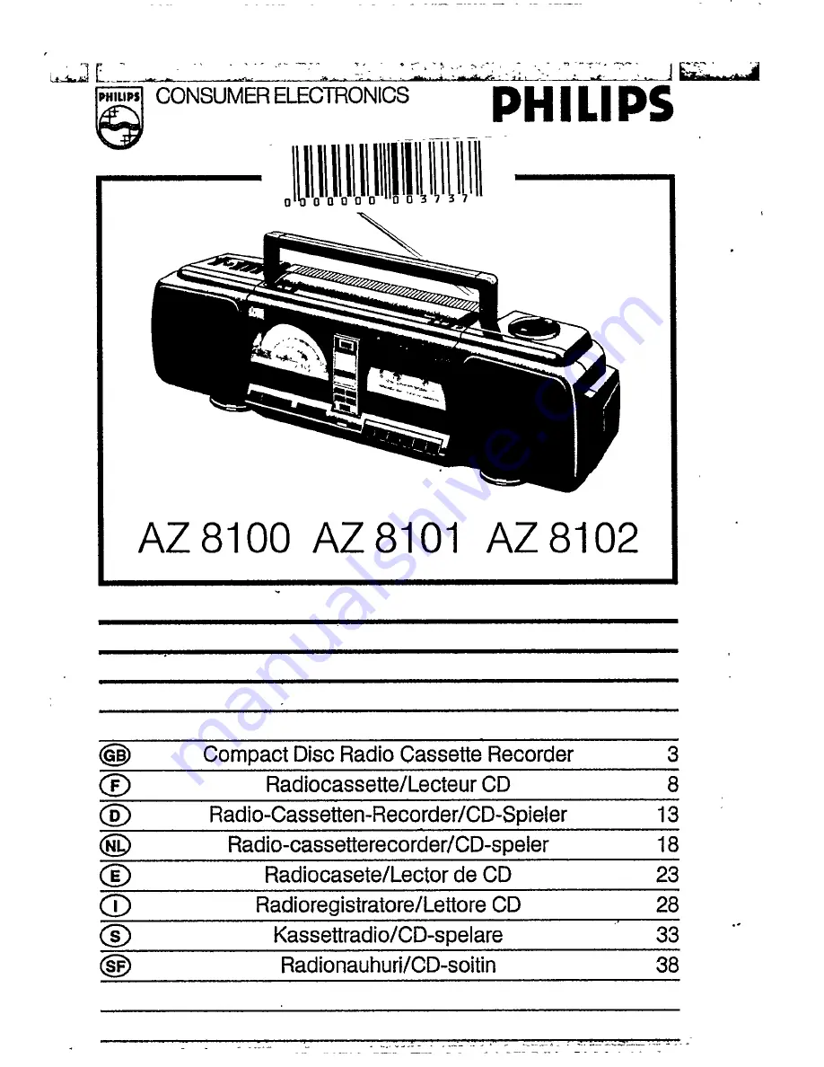 Philips AZ 8100 User Manual Download Page 1