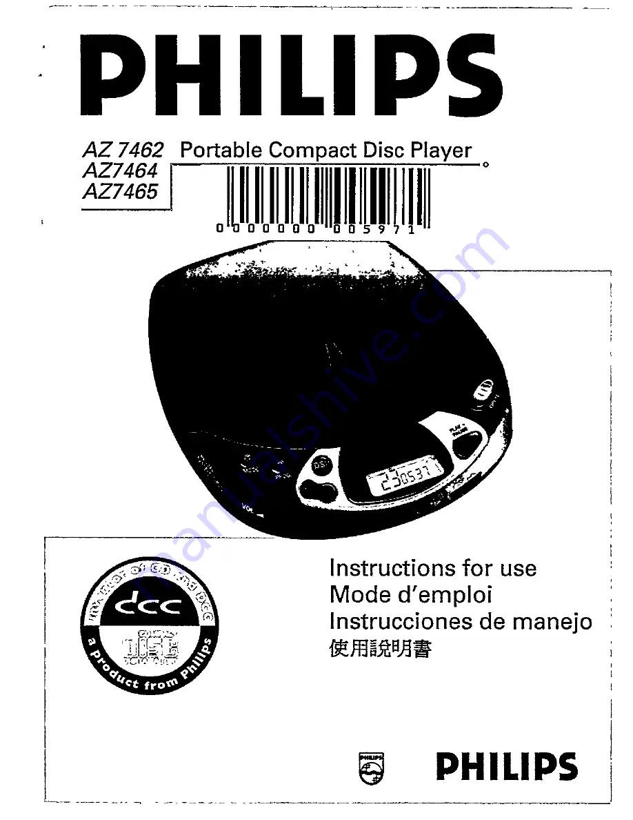 Philips AZ7462 Instructions For Use Manual Download Page 1