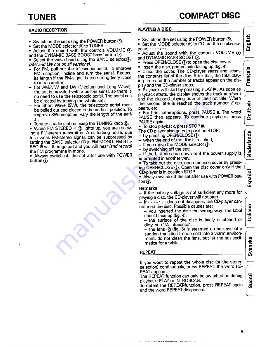 Philips AZ8012 User Manual Download Page 5