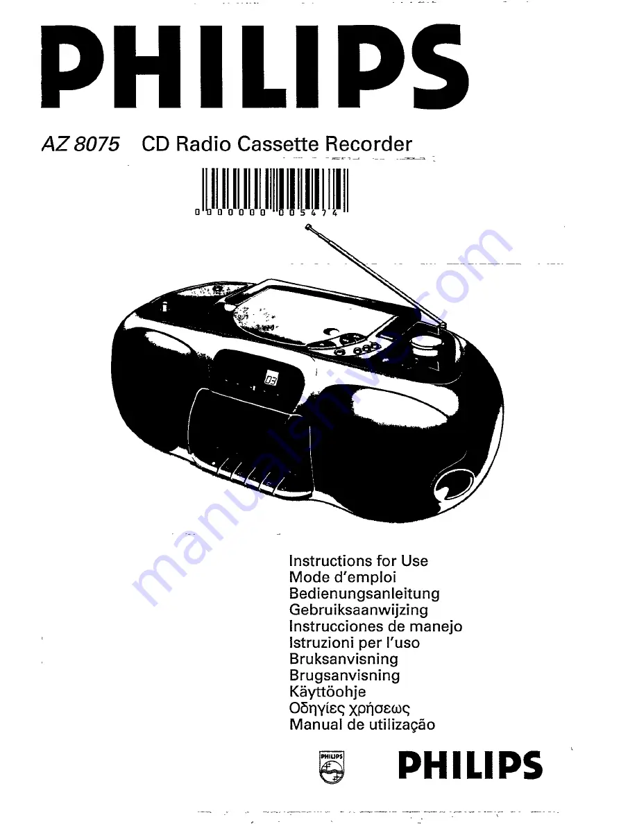 Philips AZ8075 Instructions For Use Manual Download Page 1