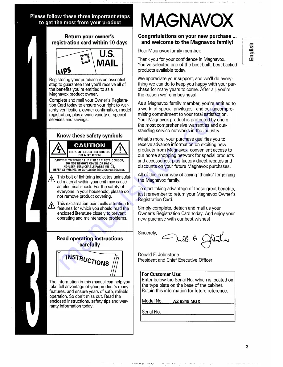 Philips AZ9345 User Manual Download Page 3