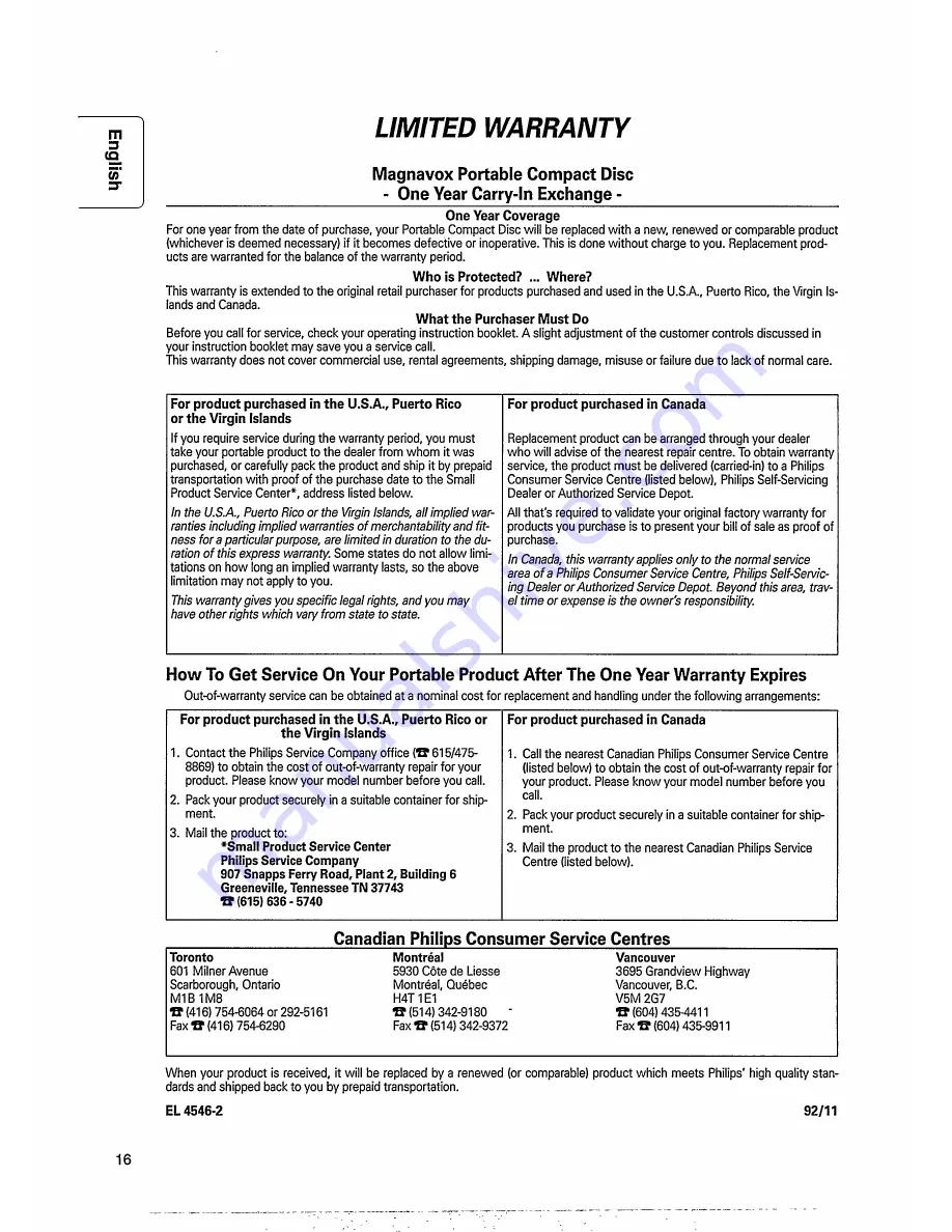 Philips AZ9345 User Manual Download Page 16