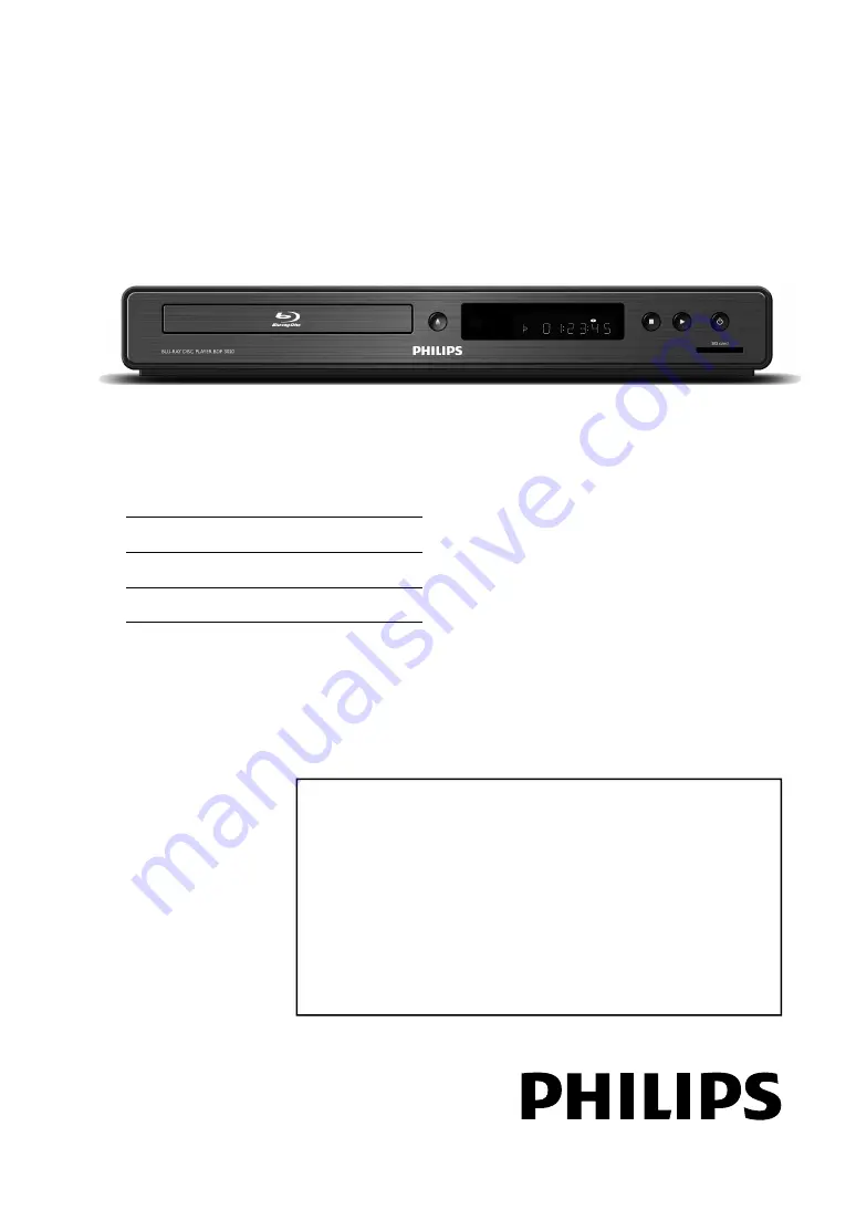 Philips BDP3020 User Manual Download Page 1