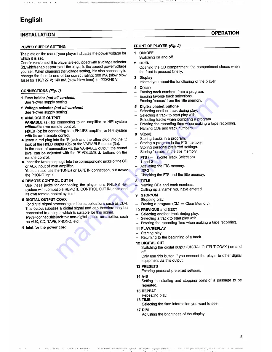 Philips CD 634 User Manual Download Page 5