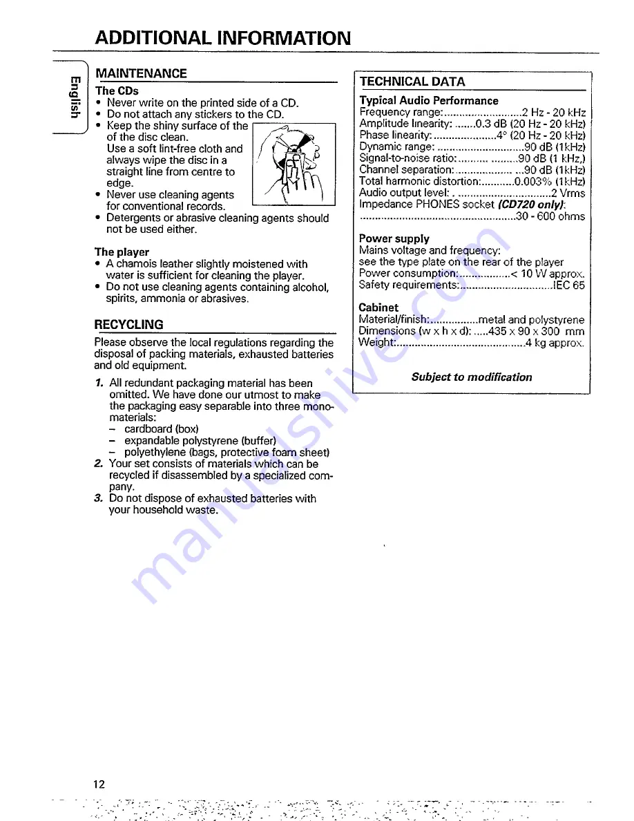 Philips CD 710 User Manual Download Page 12