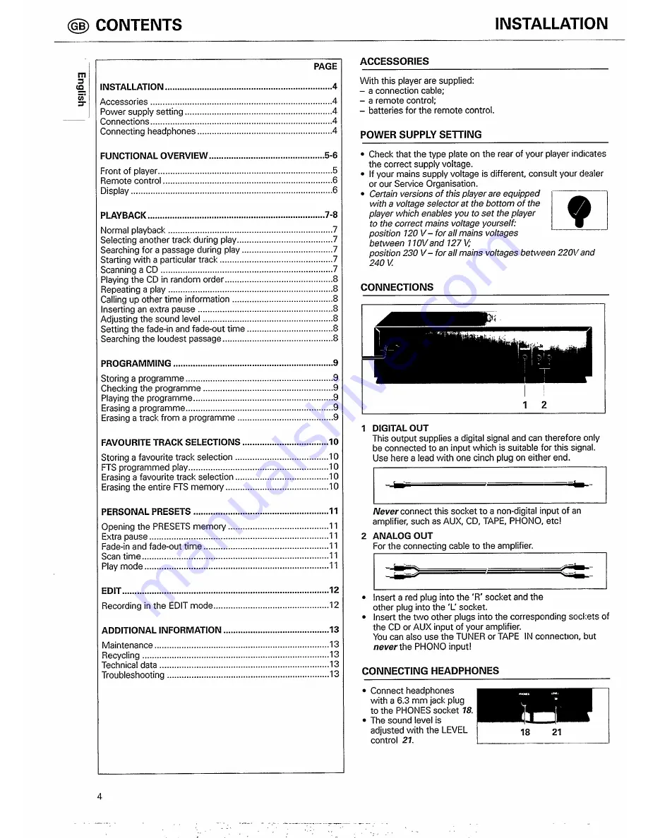 Philips CD 750 User Manual Download Page 4