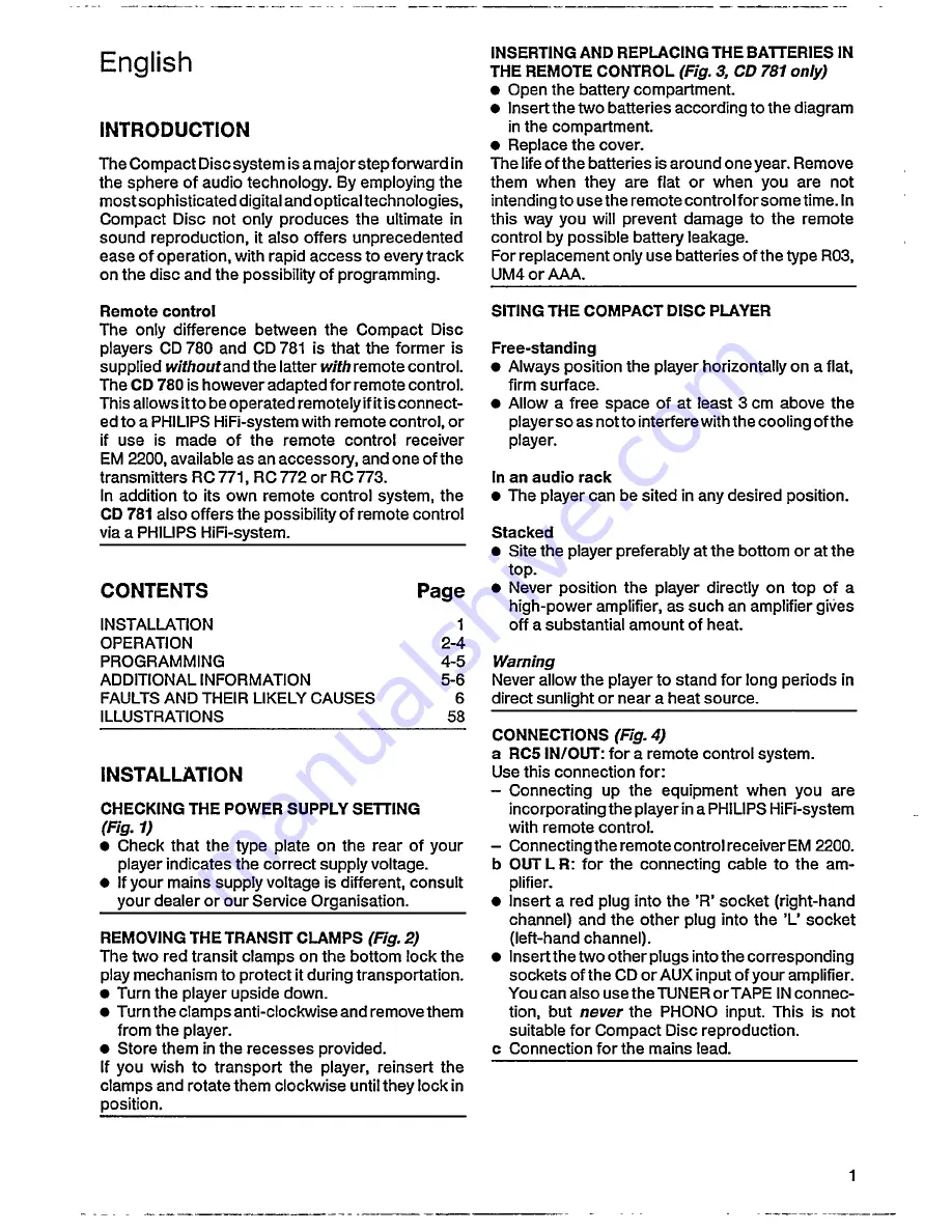 Philips CD 780 User Manual Download Page 3