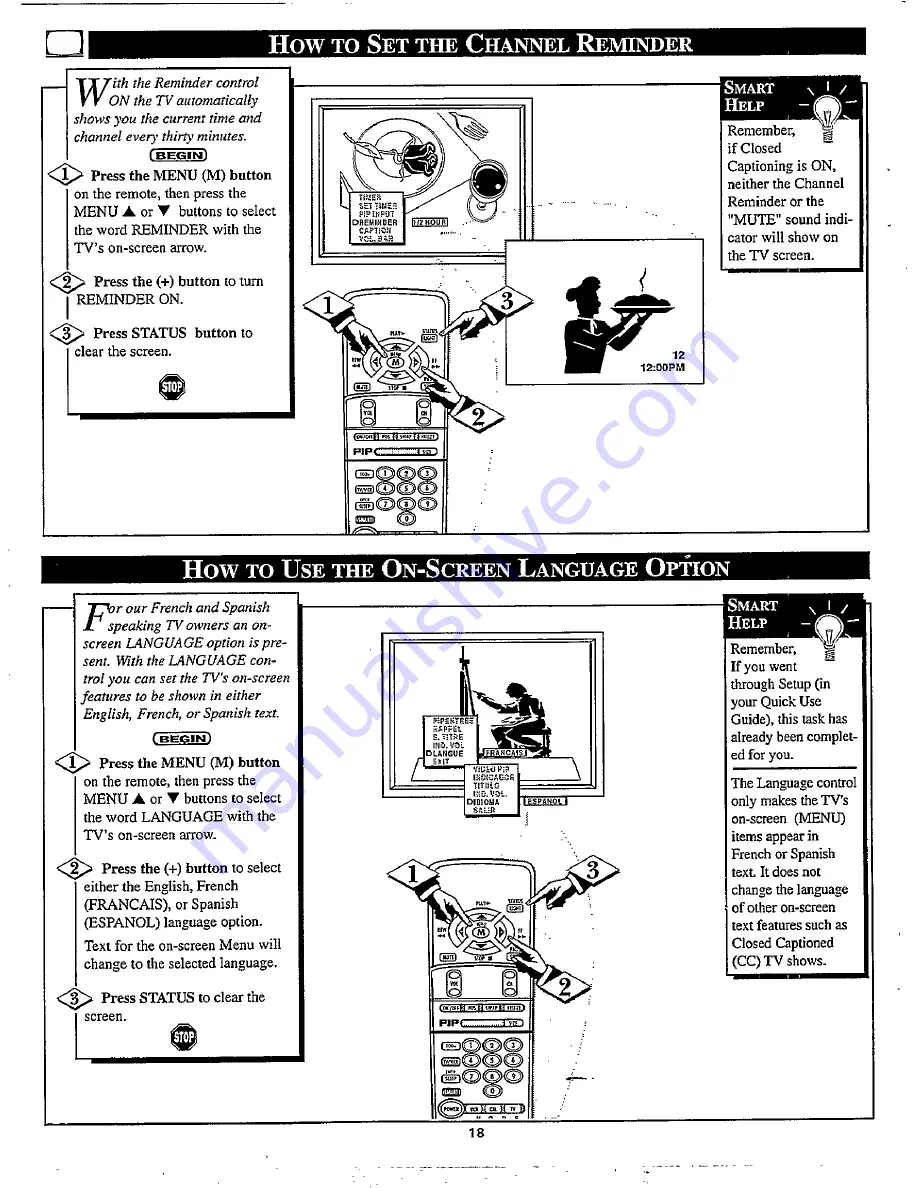 Philips COLOR TV 27 INCH TABLE TP2780C Owner'S Manual Download Page 18