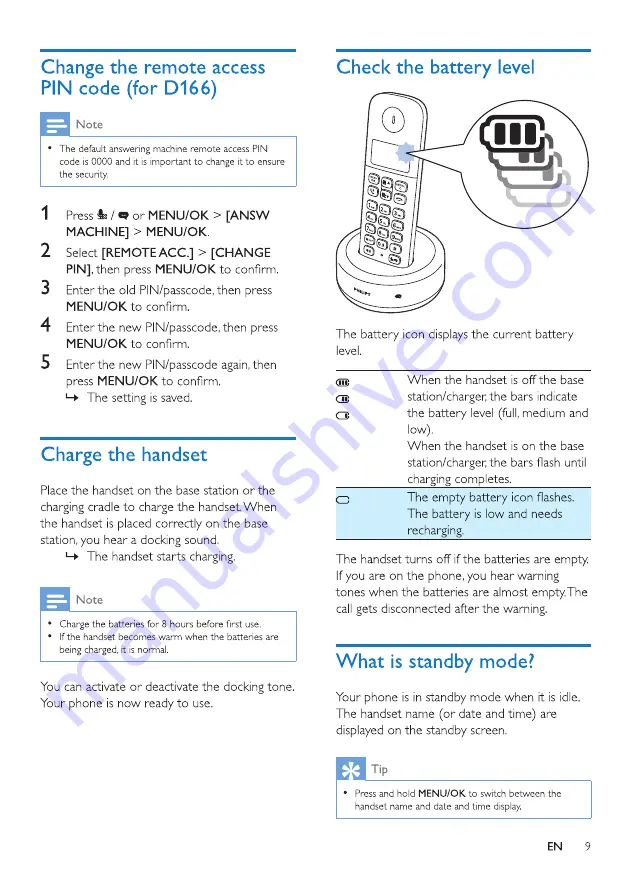 Philips D161 Extended User Documentation Download Page 11