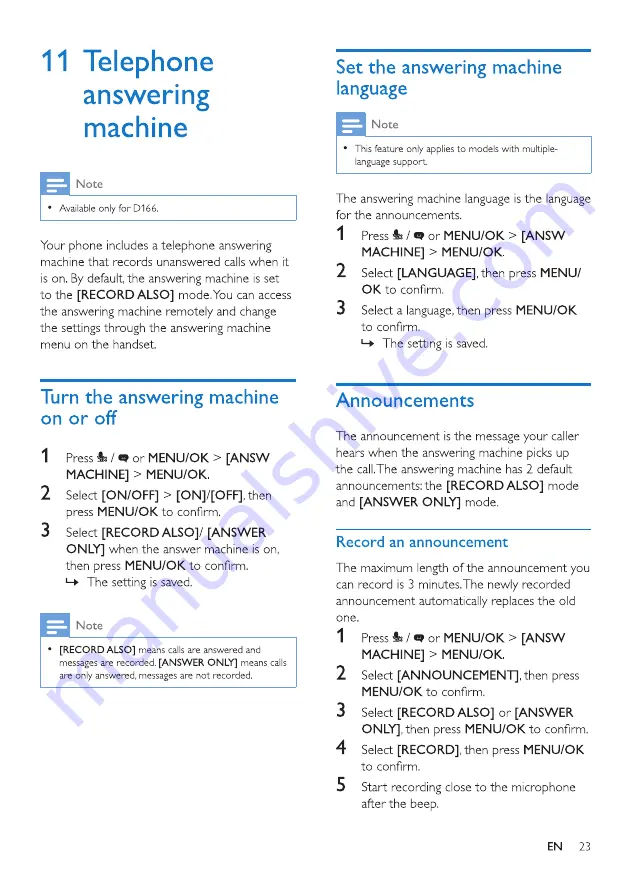 Philips D161 Extended User Documentation Download Page 25