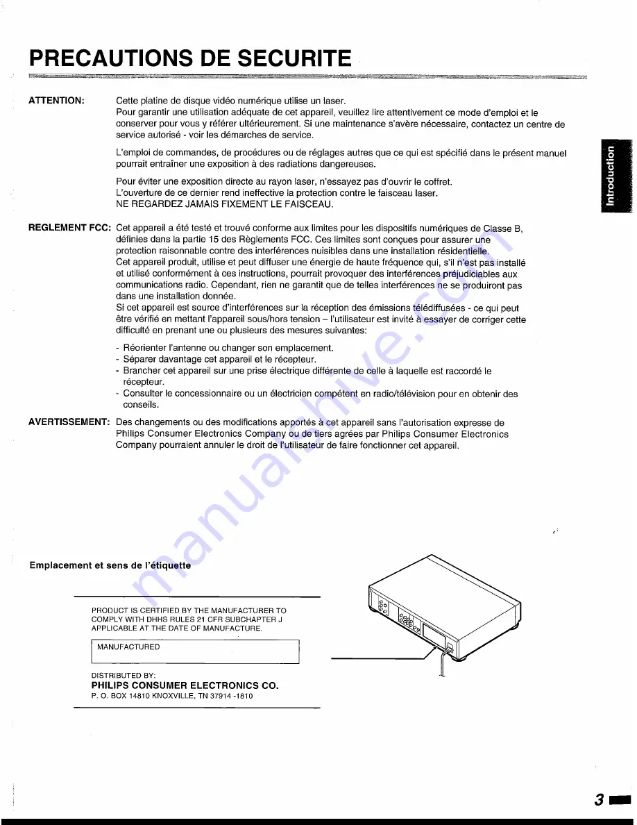 Philips DVD835AT98 Скачать руководство пользователя страница 3