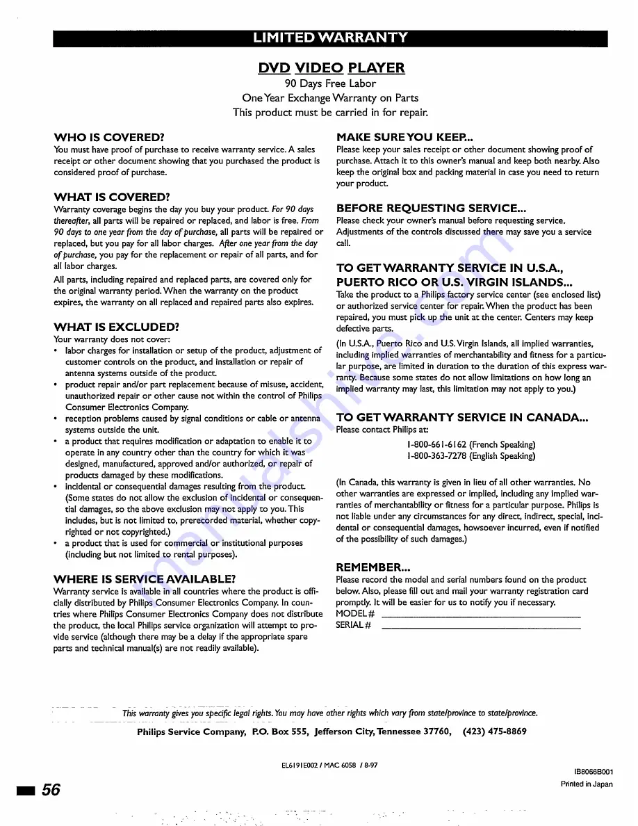 Philips DVD855AT User Manual Download Page 58