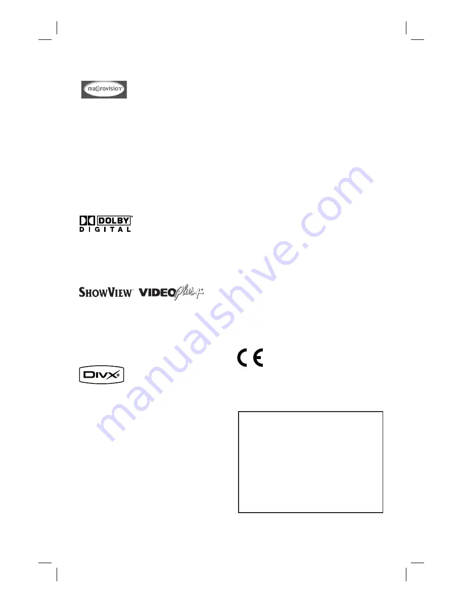 Philips DVDR3430V User Manual Download Page 5