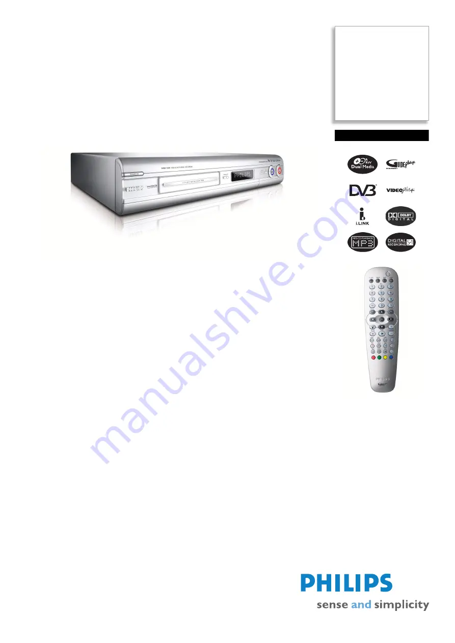 Philips DVDR7250H Specifications Download Page 1