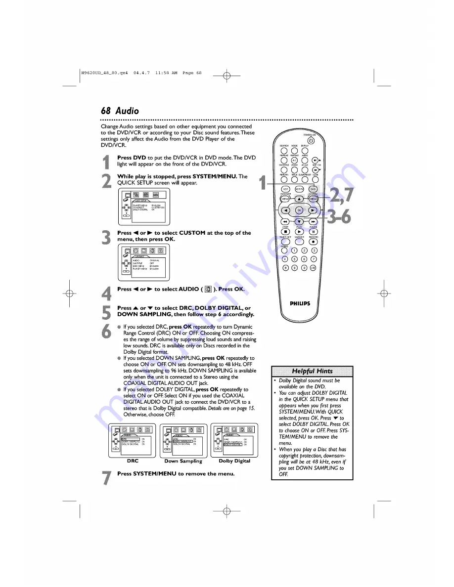 Philips DVP620VR Owner'S Manual Download Page 68