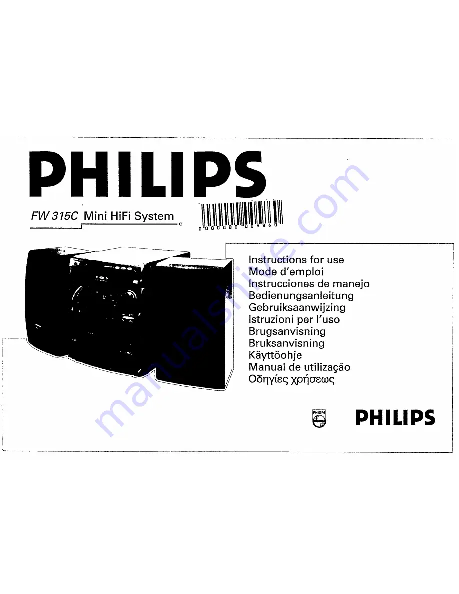 Philips FW 315C Instructions For Use Manual Download Page 1