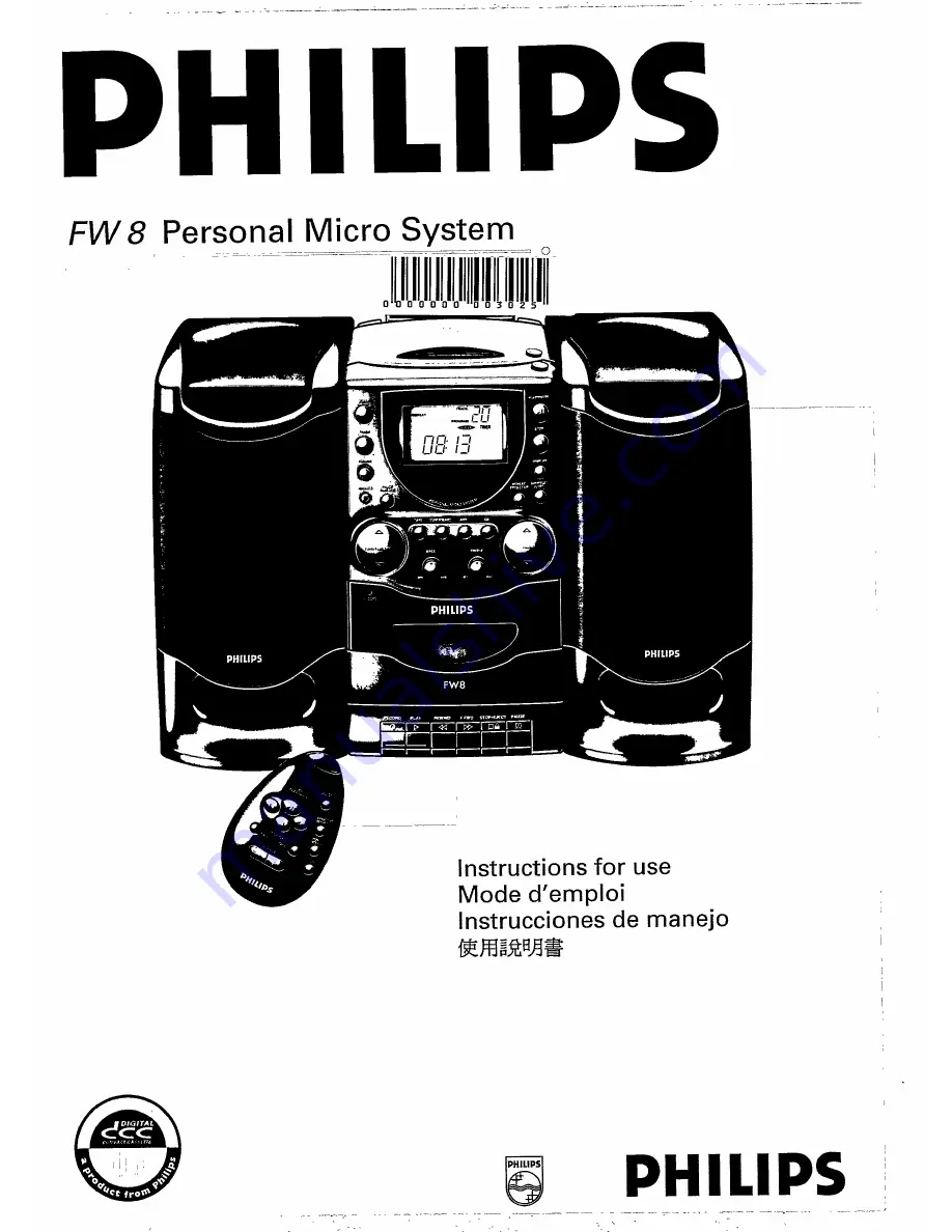 Philips FW 8 Instructions For Use Manual Download Page 1