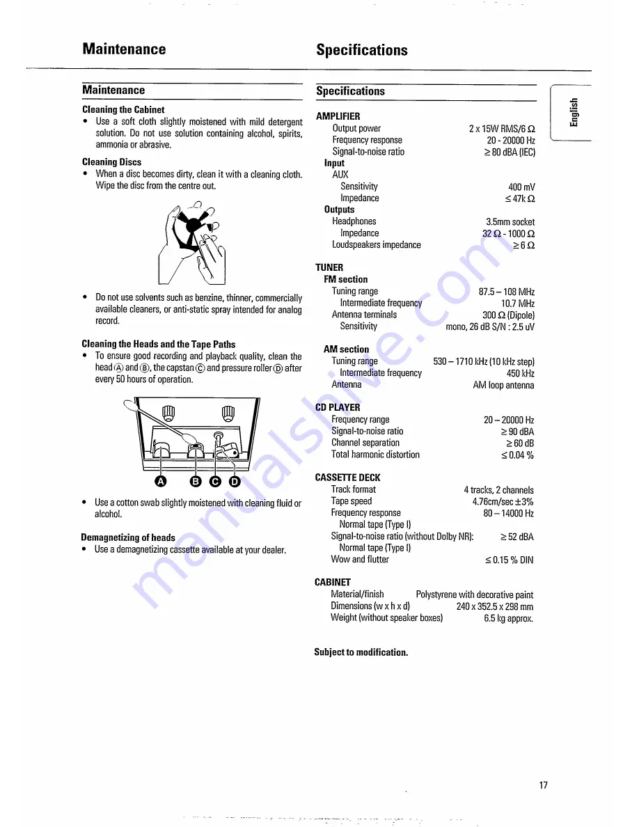 Philips FW360C/20 User Manual Download Page 17