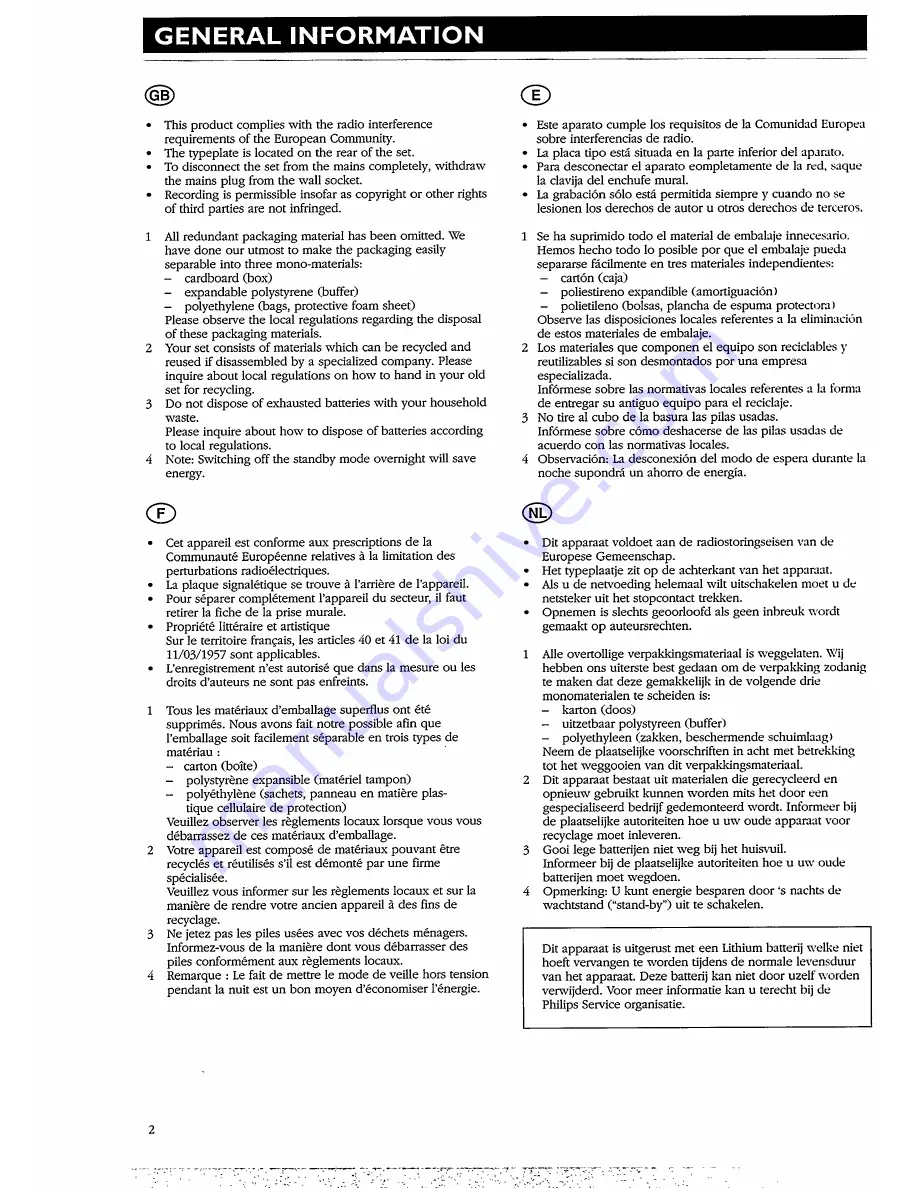 Philips FW380I User Manual Download Page 4