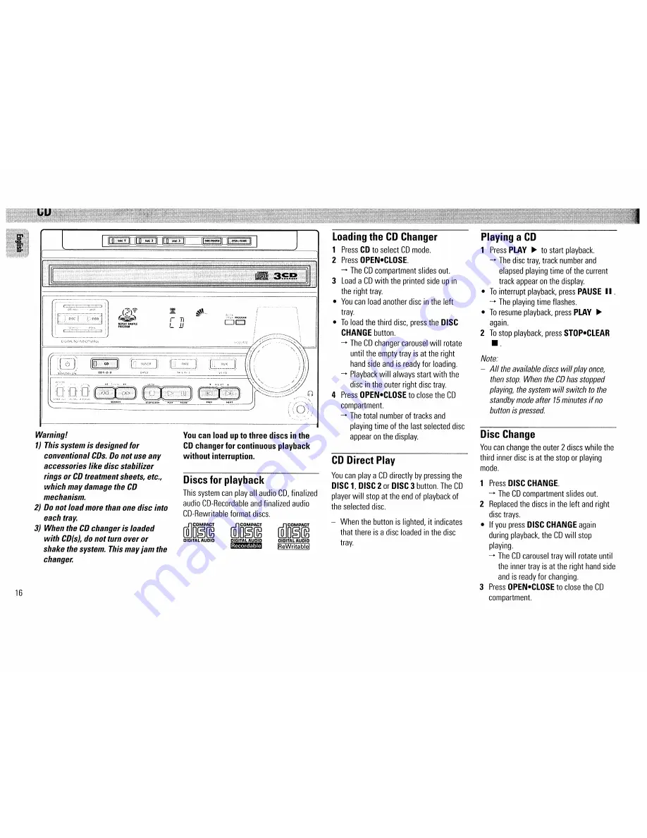 Philips FW390C User Manual Download Page 16