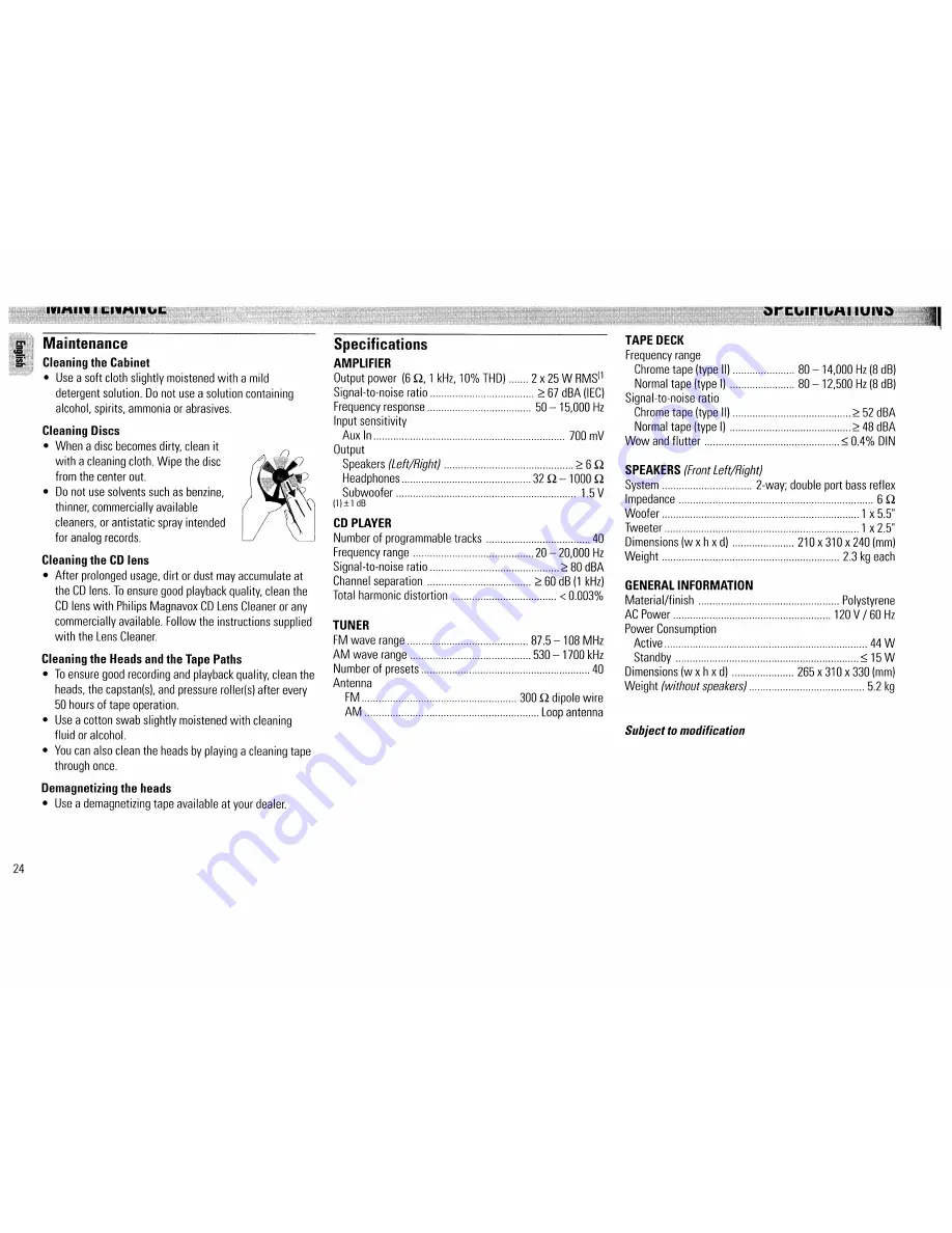 Philips FW390C User Manual Download Page 24