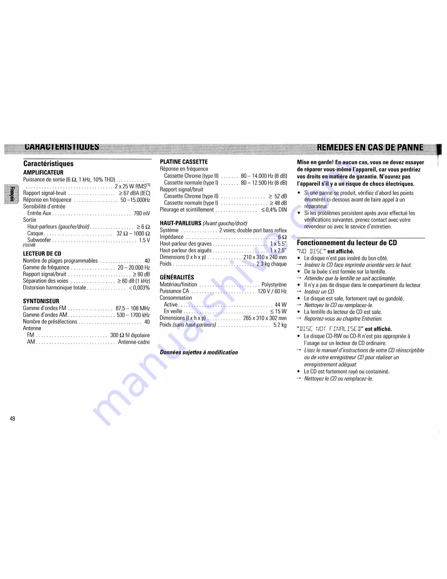 Philips FW390C User Manual Download Page 48