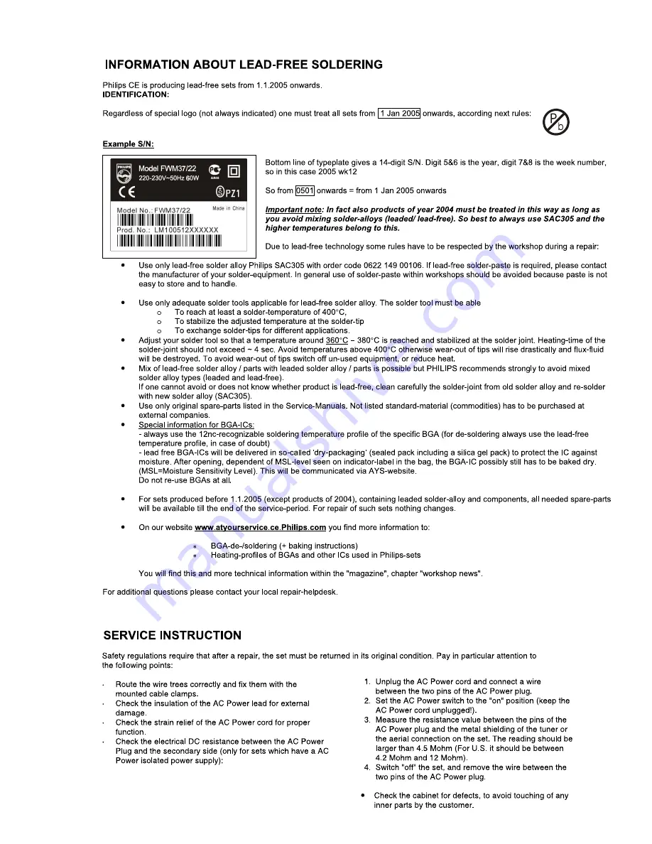 Philips FWD21 Service Manual Download Page 7