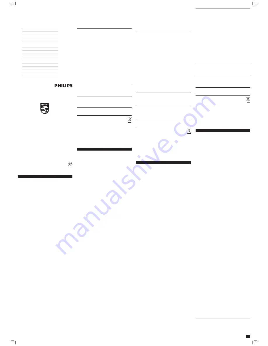 Philips HR2195 Important Information Leaflet Download Page 1