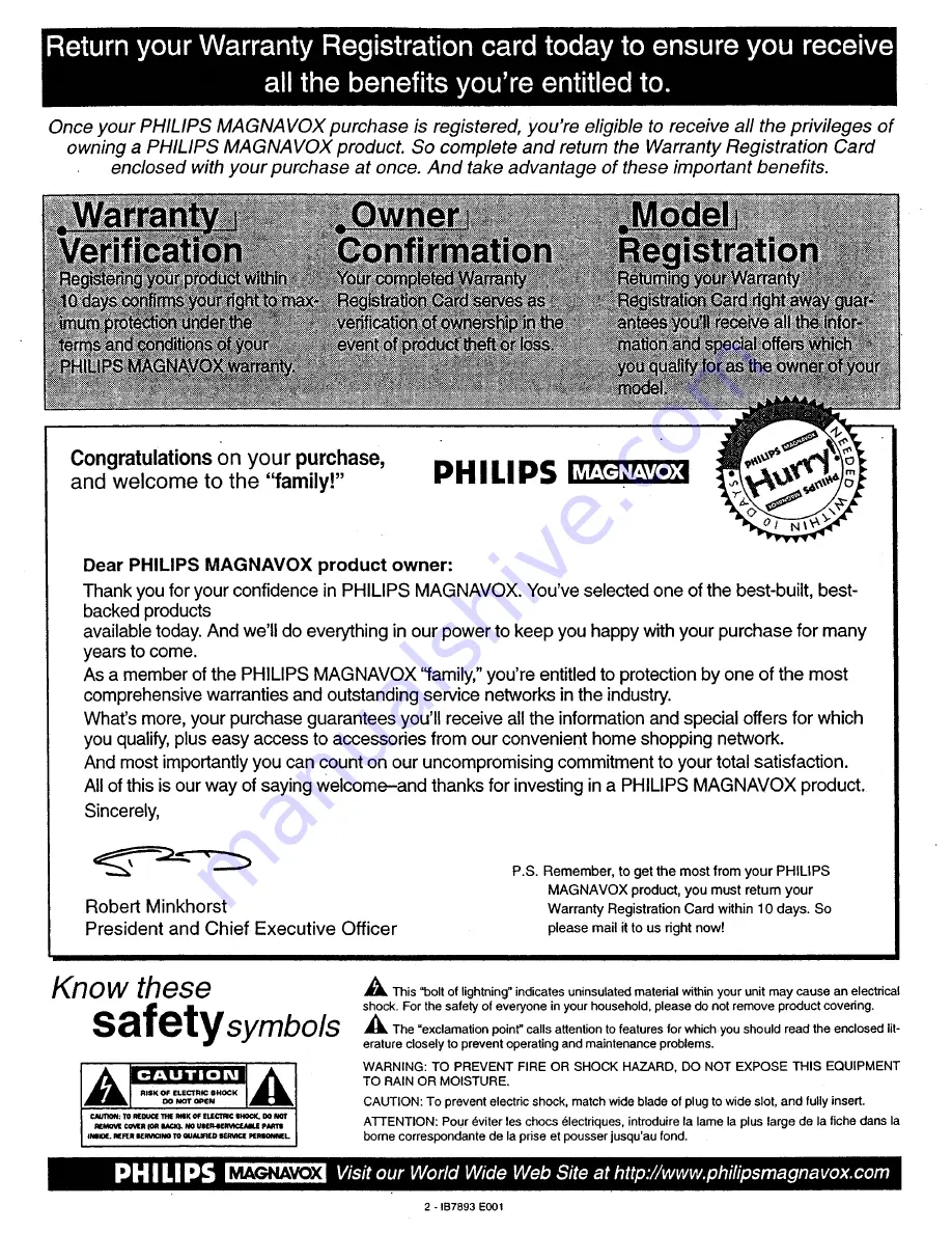 Philips Magnavox 7P4830W Owner'S Manual Download Page 2