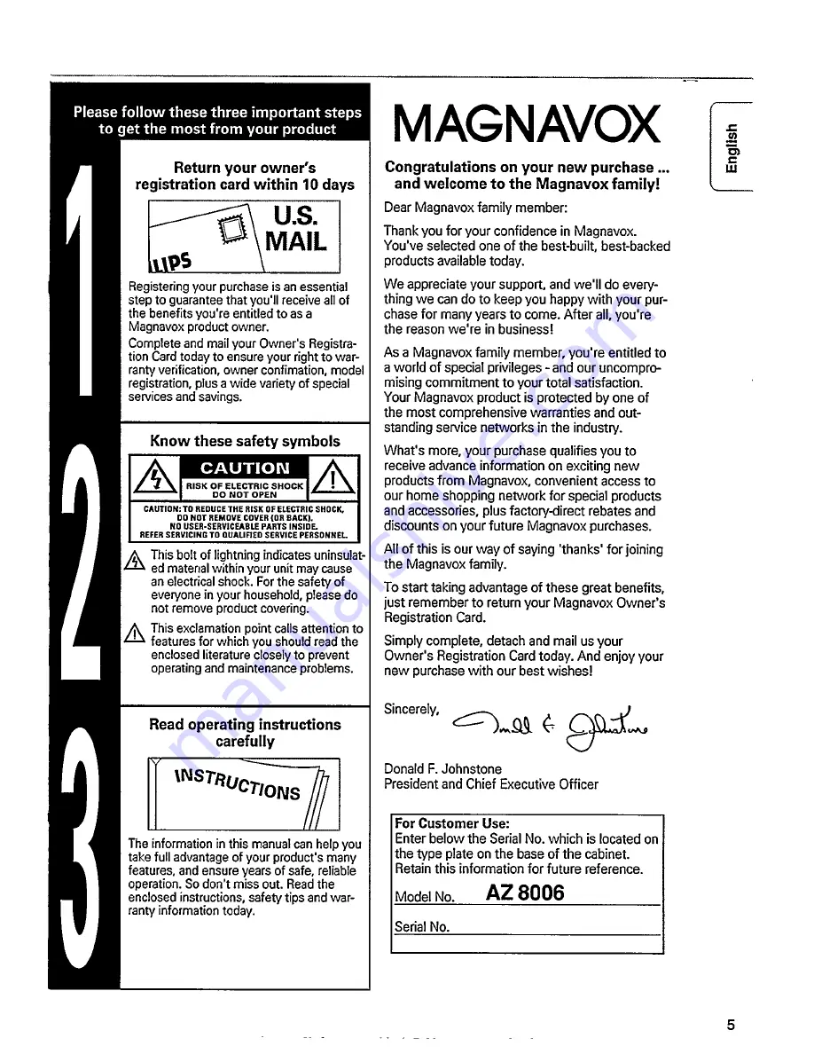 Philips Magnavox AZ 8006 User Manual Download Page 5