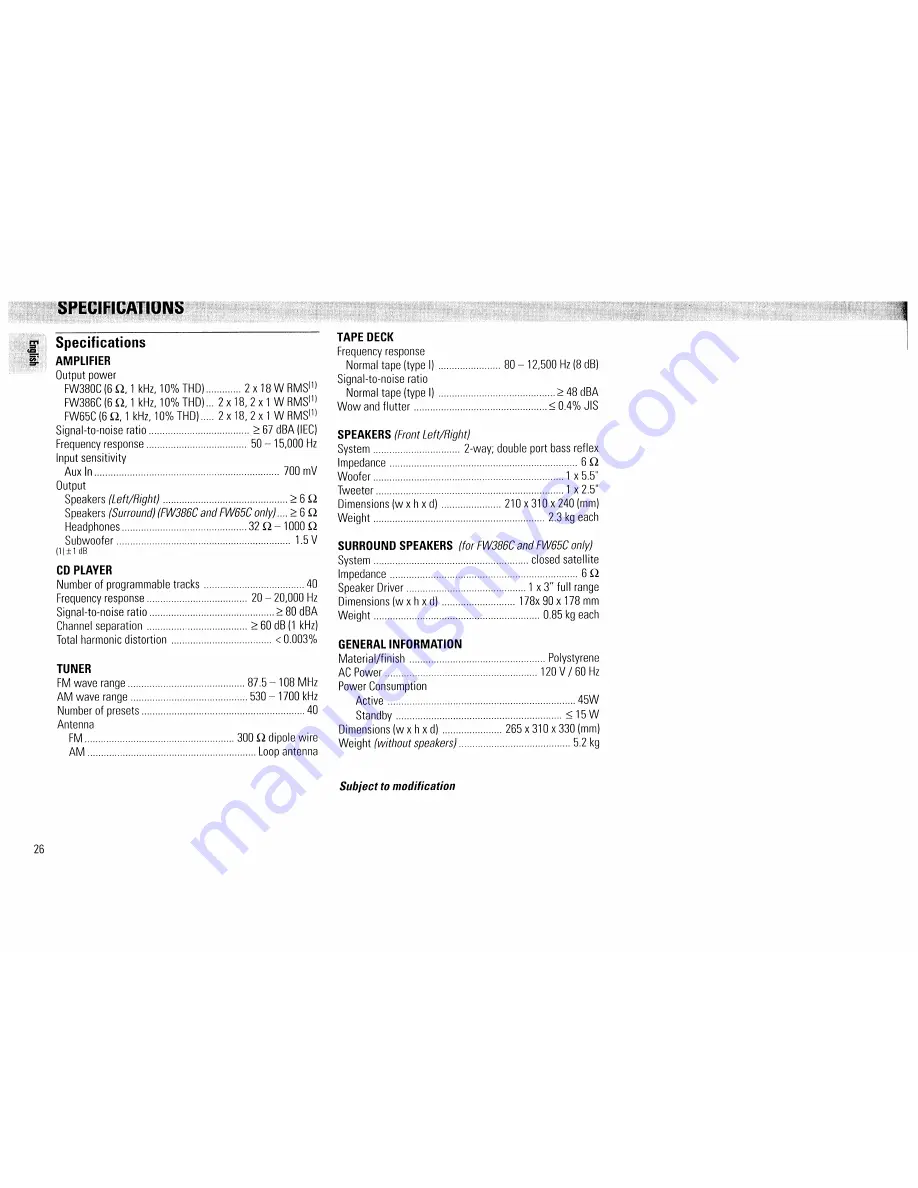 Philips Magnavox FW380C Manual Download Page 26