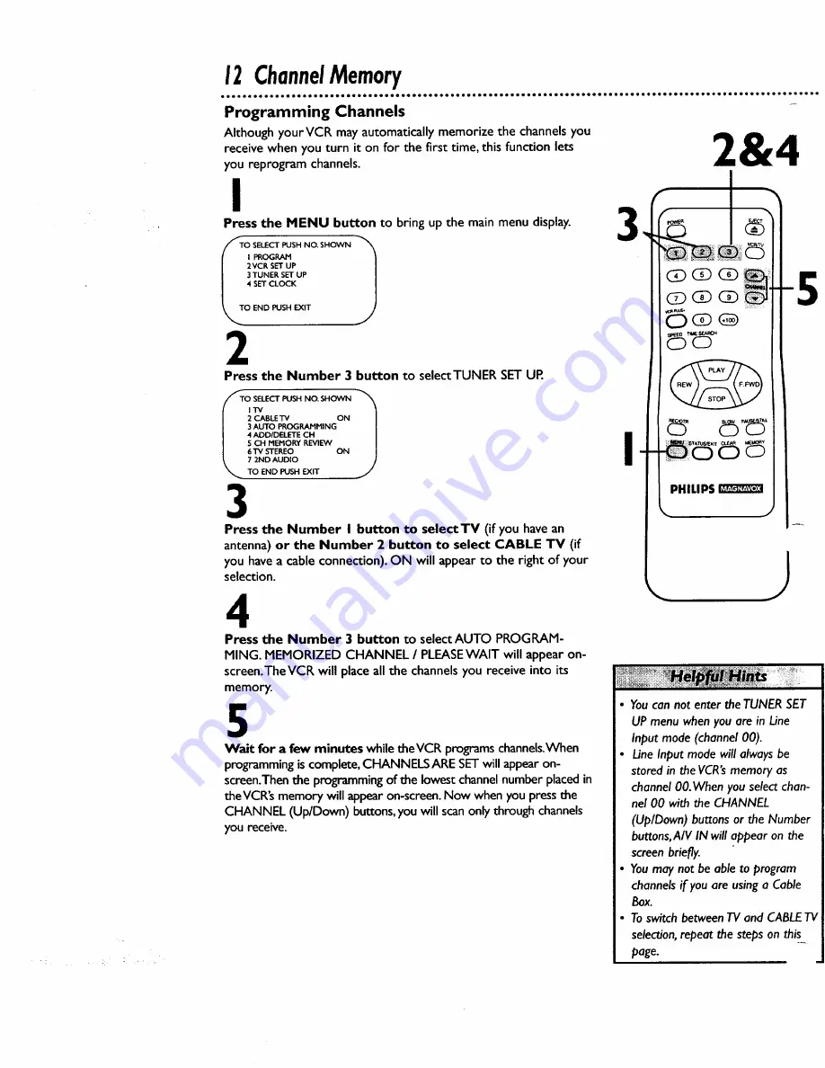 Philips Magnavox VRX262AT Owner'S Manual Download Page 12