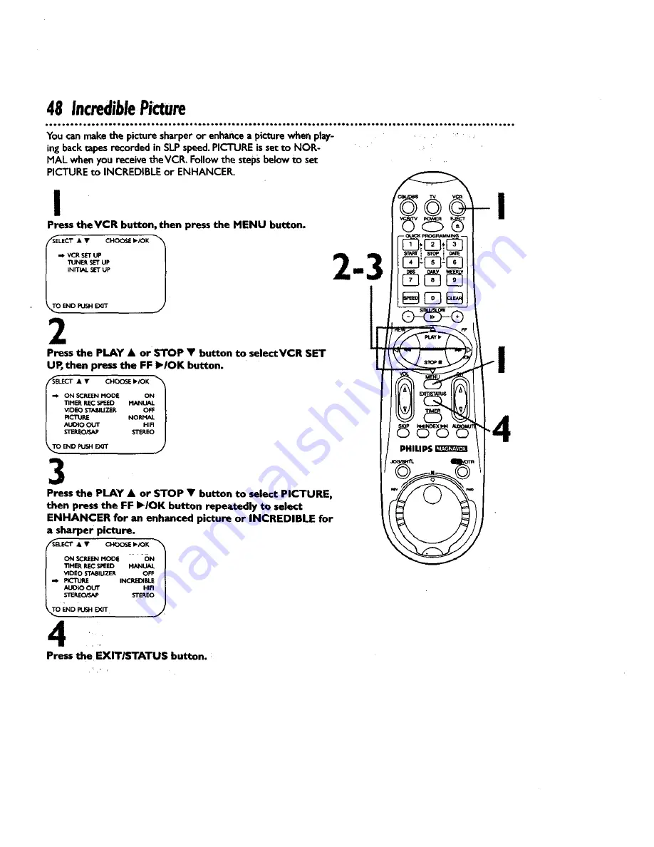 Philips Magnavox VRZ344AT Owner'S Manual Download Page 48